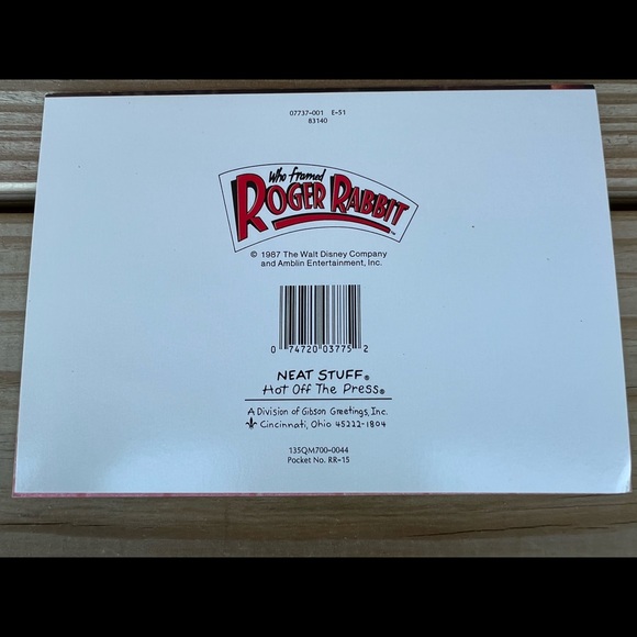 Disney Who Framed Roger Rabbit Vintage Greeting Card Love Humor Bob Hoskins 1987 - Picture 3 of 5